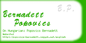 bernadett popovics business card